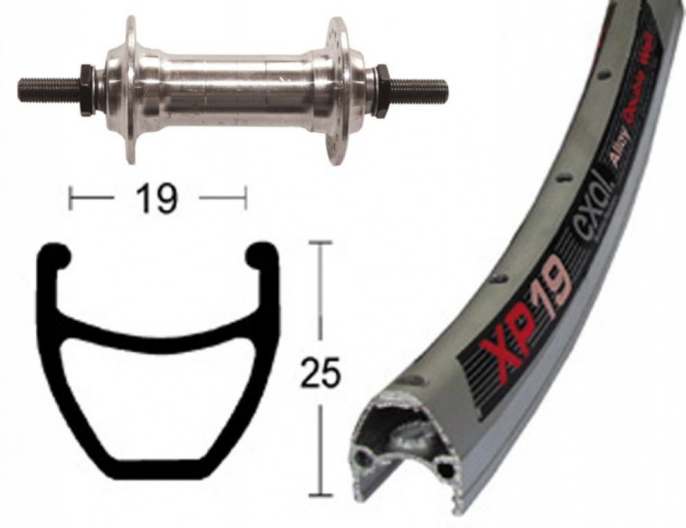 Bike-Parts Laufrad|Vorderrad 28x1.75 Zoll  Alunabe silber Festachse 36-Loch Exal XP-19 silber |eloxiert Nirosta-Speichen 