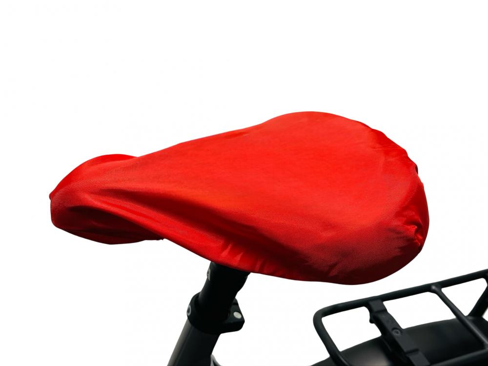 Sattel Regenschutz in Rot mit Gummizug mit BB Druck Sattelüberzug Regenschutzhaube