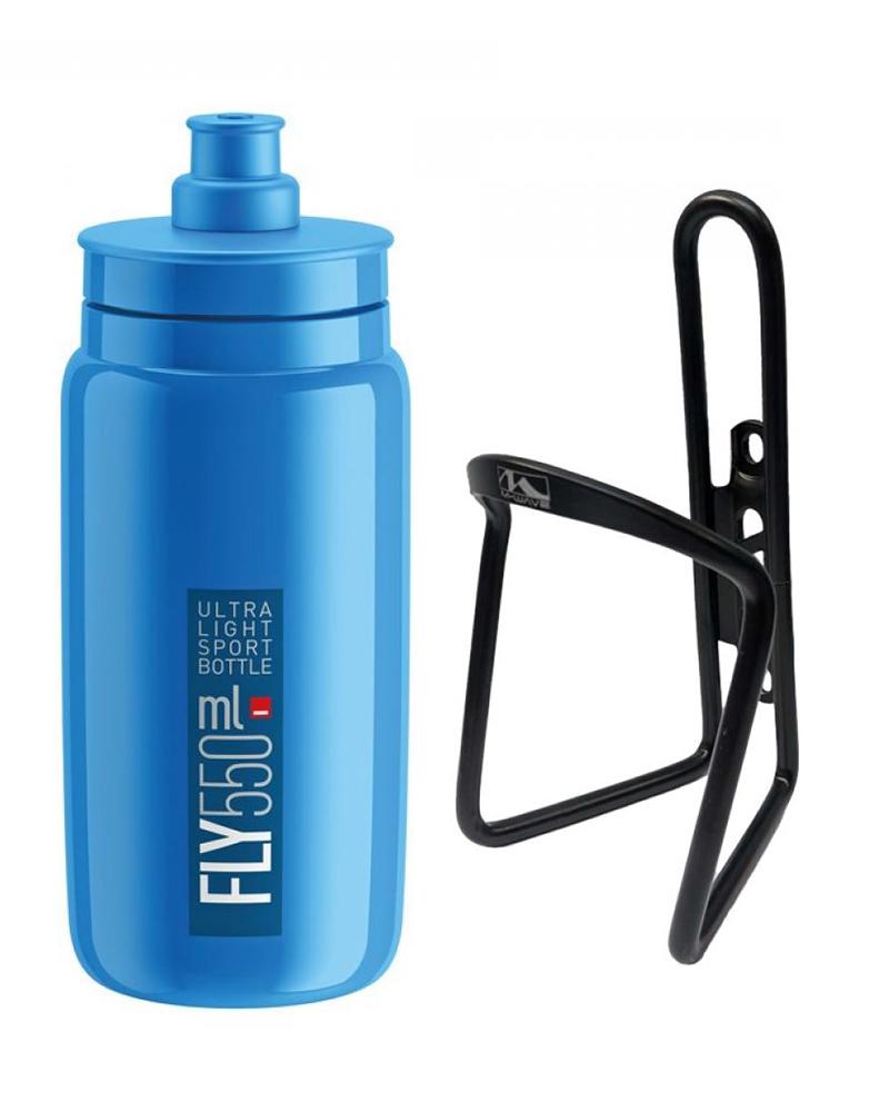 Elite Trinkflasche blau M-Wave Flaschenhalter schwarz