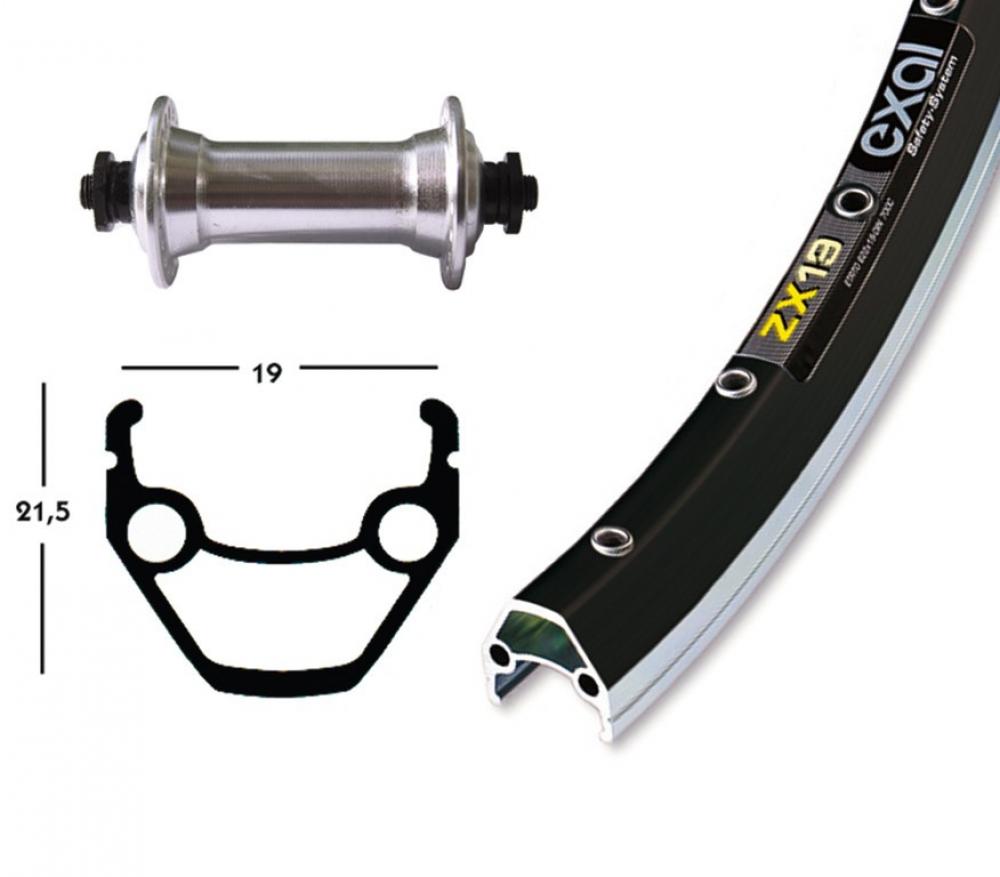 Bike-Parts Laufrad|Vorderrad 28x1.75 Zoll  TX500 silber Schnellspanner 36-Loch EXAL ZX 19 schwarz|silber Nirosta-Speichen 