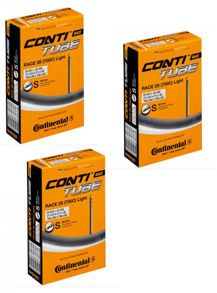 Continental 3 x Schlauch Conti Race 28" 700x20/25C 18/25-622/630 SV 80mm
